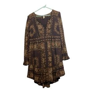 Free People Brown Floral Mini Dress